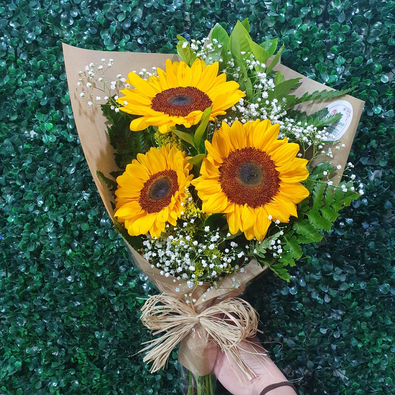 Ramalhete com 3 girassóis - PARDO